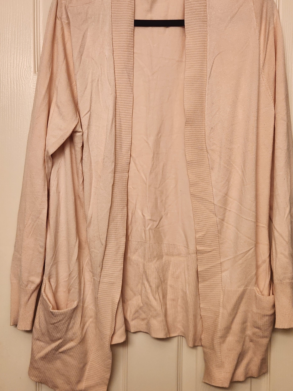 Tahari Neutral Open Front Cardigan in Light Pink